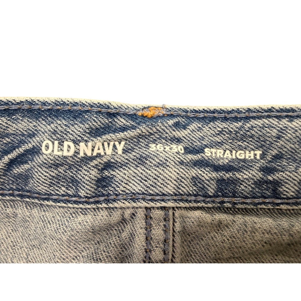 Old Navy Mens Straight Leg Jeans 36x30 Light Wash Blue 100% Cotton Denim - Picture 4 of 9